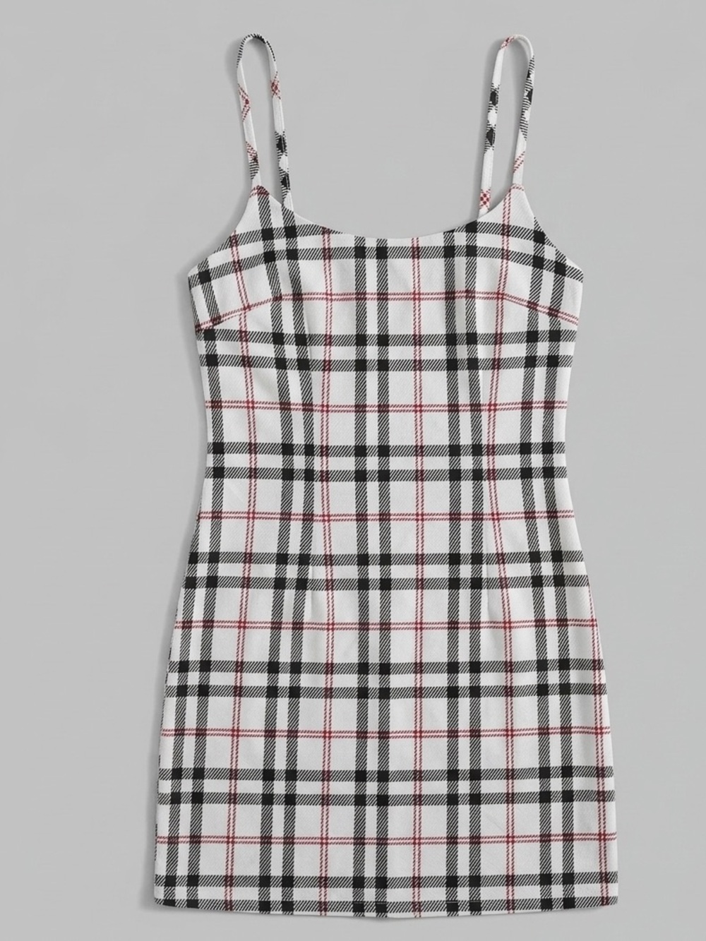 Forever 21 White Plaid Low-Back Cami Mini Dress - Size S